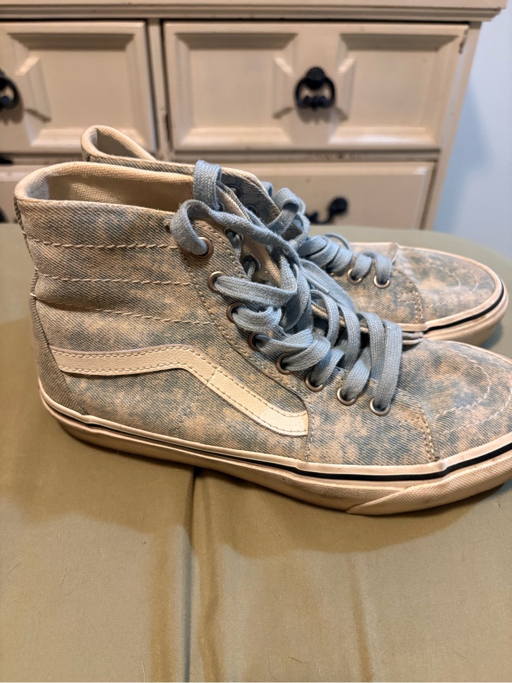 Vans Light Blue High-Top Canvas Sneakers with White Trim